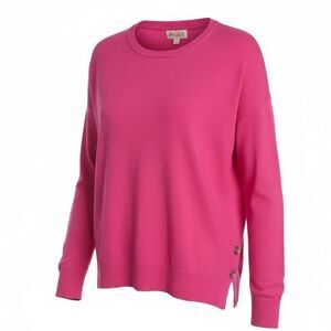 Marled Pink Button-Side Lightweight Sweater Women’s Medium Rayon Nylon